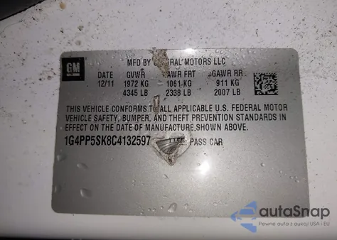 2012 Buick Verano from USA, damaged, VIN 1G4PP5SK8C4132597